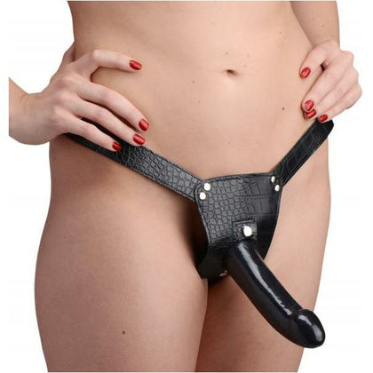 Introducing the Plena DP-300 Double Penetration Adjustable Strap On Harness - The Ultimate Pleasure Experience for Couples - Black