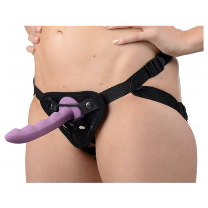 Strap U Sutra Fleece Lined Strap On Vibrator Pouch - Black, Adjustable Harness for Open Crotch Access and Flared Base Dildo Insertion