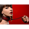 Crimson Tied Leash and Collar Set - Master Series BDSM Red Black Neoprene Collar with Removable Chain - Adjustable Fit for Neck Sizes 15-19 inches - Unisex Bondage Toy for Sensual Play - Eleg - Adult Naughty Store