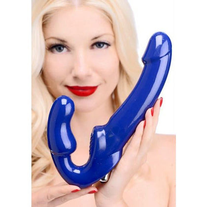 Introducing the Revolver II Vibrating Strapless Strap On Dildo - Model R2-101: The Ultimate Pleasure Experience for Couples - Blue