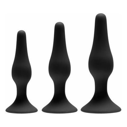 Introducing the SensaSilk Apprentice 3 Piece Silicone Anal Trainer Set - Model A3PST-01: The Ultimate Gender-Neutral Black Pleasure Experience