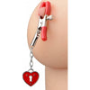 Introducing the Captive Heart Padlock Nipple Clamps by PleasurePlay™ - Model X123: Unleash Passion and Pleasure - For Him and Her - Enhance Nipple Stimulation - Sensual Red