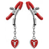 Introducing the Captive Heart Padlock Nipple Clamps by PleasurePlay™ - Model X123: Unleash Passion and Pleasure - For Him and Her - Enhance Nipple Stimulation - Sensual Red