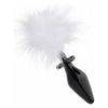 Tailz Fluffer Bunny Tail Glass Anal Plug - Model TFBT-001 - Unisex - Pleasure for Backdoor Delights - Black Plug with White Fluffer Feathers