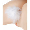 Tailz Fluffer Bunny Tail Glass Anal Plug - Model TFBT-001 - Unisex - Pleasure for Backdoor Delights - Black Plug with White Fluffer Feathers