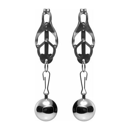 Deviant Monarch Weighted Nipple Clamps - Advanced Metal Nipple Clamps with Adjustable Grip and Sensational Weighted Pull - Model NM-8 - Unisex - Intensify Nipple Stimulation - Silver - Adult Naughty Store