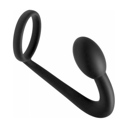 Prostatic Explorer Silicone Cock Ring and Prostate Plug - Model XR-1234 - Male Pleasure Enhancer - Black