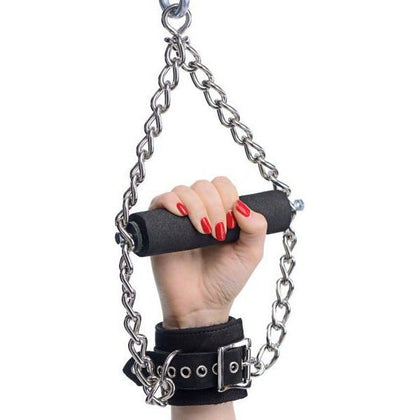 Introducing the Luxurious Fur Lined Nubuck Leather Suspension Cuffs With Grip - A Sensational Bondage Experience for All Genders, Delivering Unparalleled Comfort and Security in Black