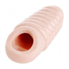 Ample Pleasure Enhancer Sleeve - Model X7: Ribbed Penis Sheath for Intense Sensation - Beige - Adult Naughty Store