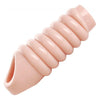 Ample Pleasure Enhancer Sleeve - Model X7: Ribbed Penis Sheath for Intense Sensation - Beige - Adult Naughty Store