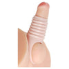 Ample Pleasure Enhancer Sleeve - Model X7: Ribbed Penis Sheath for Intense Sensation - Beige - Adult Naughty Store