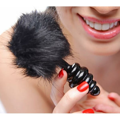Tailz Bunny Faux Fur Tail Plug Black - Premium Black Metal Anal Plug for Sensual Animalistic Role Play - Model TBP-001 - Unisex Pleasure - Intense Stimulation - Temperature Play - Non-Porous - Easy to Clean - Suitable for All Lubricants