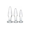 Prism Dosha 3 Piece Glass Anal Plug Kit - Graduated Sizes for Sensational Anal Pleasure in Clear Glass