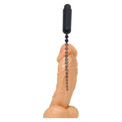 Introducing the Dark Rod Vibrating Beaded Silicone Sound Black - The Ultimate Pleasure Tool for Men's Urethral Stimulation! - Adult Naughty Store