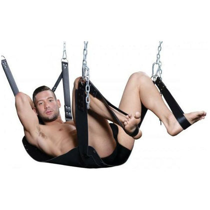 Strict Extreme Sling with Stirrups and Pillow - The Ultimate Bondage Experience for All Genders - Black