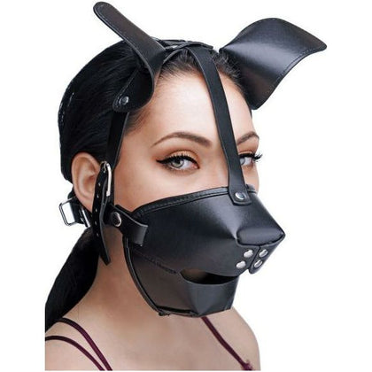 Introducing the Masterful Pup Puppy Play Hood and Breathable Ball Gag - Model X1: The Ultimate Pet Play Experience for All Genders, Focusing on Sensual Pleasure, in Sleek Black - Adult Naughty Store