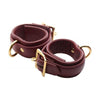 Strict Leather Burgundy Locking Wrist Cuffs - Premium BDSM Restraints for Intense Pleasure - Adult Naughty Store