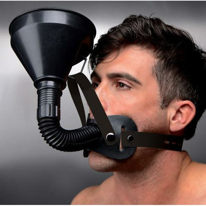 Introducing the Extreme Funnel Gag Black by Latrine: The Ultimate Sadistic Throat Control Device for Dominant Play - Model X123, Unisex, for Exquisite Oral Domination and Submission - Black - Adult Naughty Store