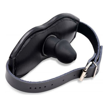 Leather Padded Silicone Penis Mouth Gag - The Ultimate Sensory Silence Experience for Submissive Pleasure