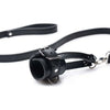 Strict Leather Ball Stretcher with Leash - Model XJ-2000 - Male - Scrotum Pleasure - Black - Adult Naughty Store