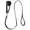 Strict Leather Ball Stretcher with Leash - Model XJ-2000 - Male - Scrotum Pleasure - Black - Adult Naughty Store