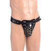 Master Lock Leather Male Chastity Jock Strap - Model MLJ-001 - Men's Genital Confinement and Control - Black