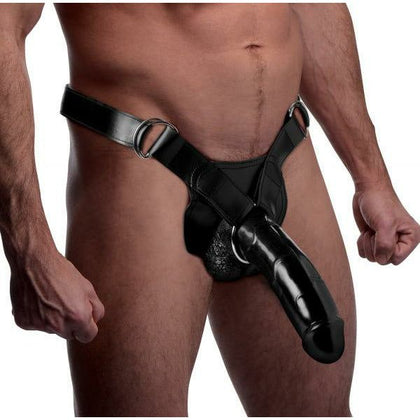 Introducing the Infiltrator II Hollow Strap On with 9 Inches Dildo in Black - The Ultimate Pleasure Experience for All Genders!
