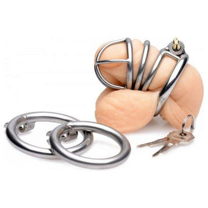 MasterfulLock Stainless Steel Chastity Cage Model MLC-2000 for Male Submissives - Impenetrable Silver Pleasure Prison