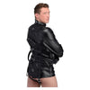 Black Leather Straight Jacket Lingerie - Model XJ-500 - Unisex - Full Body Restraint - Size Large - Adult Naughty Store