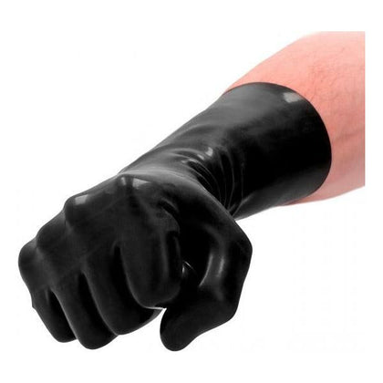 Fist It Latex Short Gloves Black - Unisex Hygienic Play Gloves, Model FI-SG-001, for Intense Pleasure - Size 13.5 Inches