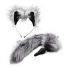 Tailz Grey Wolf Tail Anal Plug and Ears Set - Premium Silicone, Model TW-001, Unisex, Anal Pleasure, Gray