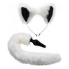 Tailz White Fox Tail Anal Plug and Ears Set - Premium Silicone, Model TWF-001, Unisex, Anal Pleasure, White