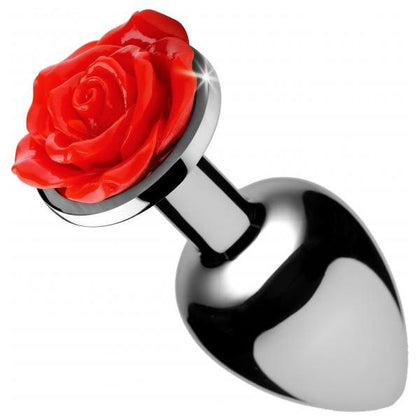 Booty Sparks Red Rose Anal Plug Medium - Elegant Aluminum Alloy Butt Plug Model BSRM-001 for Sensual Anal Pleasure in Red