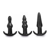 Trinity Vibes 4 Piece Vibrating Anal Plug Set Black - Adult Naughty Store