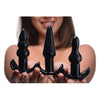 Trinity Vibes 4 Piece Vibrating Anal Plug Set Black - Adult Naughty Store