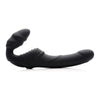 Strap U Slim Rider Ribbed Vibrating Strapless Strap On - Premium Silicone Double Ended Dildo for Intense Pleasure - Model SR-9001 - Female Strap-On Toy for Shared Delight - Black - Adult Naughty Store