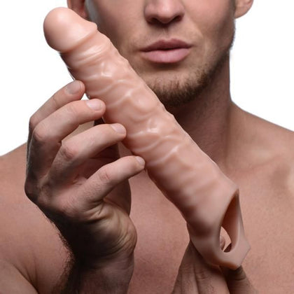 Introducing the SensaFlex™ 3-Inch Extender Sleeve Beige Penis Extension - The Ultimate Pleasure Enhancer for Men! - Adult Naughty Store