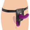 Introducing the Luxe PleasureCo Double Take 10X Double Penetration Vibrating Strap-On Harness - Model LT-2000 - Purple - For Couples, G-Spot and P-Spot Stimulation - Adult Naughty Store