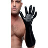 Introducing the Pleasure Fister Extra Long Textured Fisting Glove Black! The Ultimate Sensory Experience for All Your Intimate Adventures - Adult Naughty Store