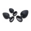 Premium Silicone Dirty Words Anal Plug Set - Model DP-3B - Unisex - Anal Pleasure - Black - Adult Naughty Store