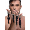 Introducing the Luxe Pleasure Collection: Silicone Anal Ringed Rimmers Set - Model XR-2001 - Unisex - Backdoor Bliss - Black