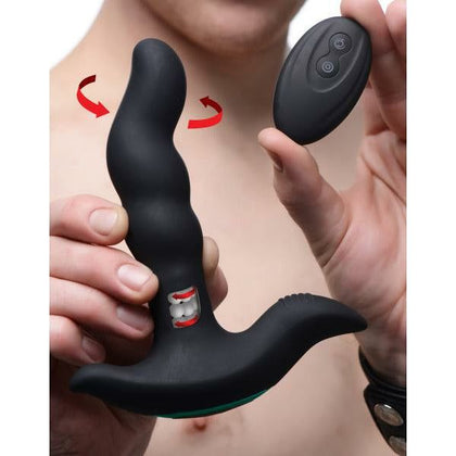 Rimstatic Curved Rotating Plug With Remote - Premium Silicone Prostate Massager - Model RSPM-001 - Male - P-Spot Pleasure - Black