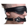 Introducing the SensaBlind Padded Blindfold and Gag Set - Model SBG-2021: Unisex BDSM Kit for Enhanced Pleasure in Black - Adult Naughty Store