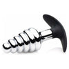 Dark Hive Metal, Silicone Ribbed Anal Plug - Model DH-001 - Unisex Pleasure - Silver - Adult Naughty Store