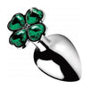 Booty Sparks Medium Metal Anal Plug with Clover Jewel Design - Model BSMAP-M01 - Unisex Pleasure - Green - Adult Naughty Store