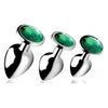 Introducing the Silver Emerald Gem Anal Plug Set - Model X3: Unleash Pleasure with Style and Elegance