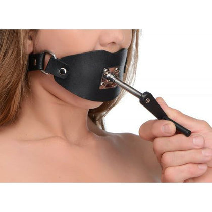 Leather Crank Ball Gag - Intensify Your BDSM Play with the Exquisite Black O-S Model