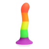 Introducing the SensaSilk™ Pride Collection: Rainbow Silicone Dildo with Harness - Model RS-2021 | Unisex | G-Spot and P-Spot Pleasure | Multi-color - Adult Naughty Store