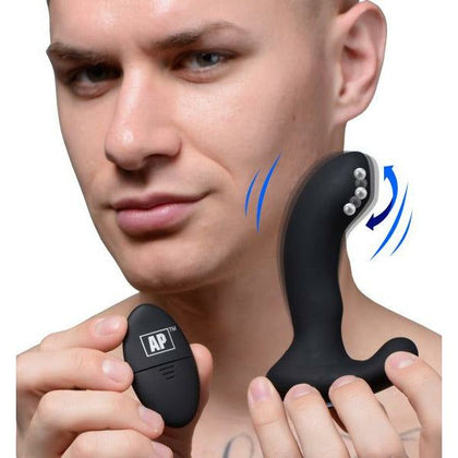 PleasureX Prostate P-Massage 10x Silicone Stimulator with Stroking Bead - Male Anal Pleasure Toy - Model PM-10X - Black
