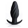 Introducing the Kinetic Thumping 7X Swirled Anal Plug Black - The Ultimate Pleasure Experience for All Genders and Sensations - Adult Naughty Store